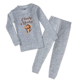 Custom Boy & Girl Cotton Toddler Pajamas Chunky Monkey Safari Funny Baby Sleepwear Pajama Set Snug Fit Oxford Gray Design Only 6 Months