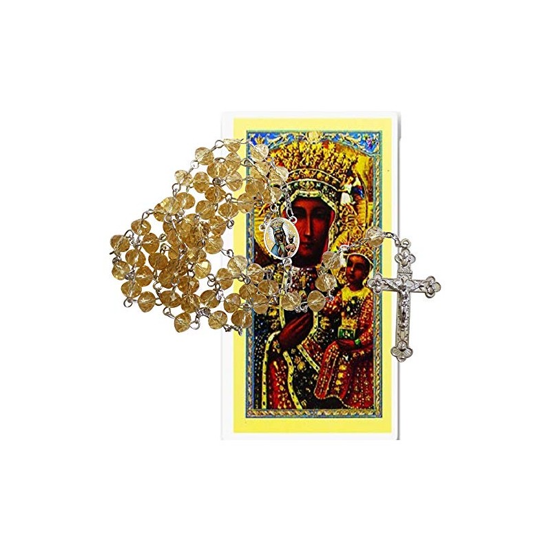 Our Lady of Częstochowa Black Madonna of Poland Yellow Faceted