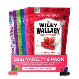 Wiley Wallaby Licorice 10 Ounce Classic Gourmet Soft & Chewy Australian Licorice Candy Twists, 6 Pack