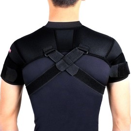 Double Shoulder Support Brace Strap Wrap Neoprene Protector,L Healthcare Tool - Size: Large (Pack of 1)