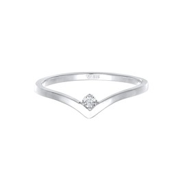 Elli Women's Ring Stacked V Shape with Diamond (0.035 ct.) in 925 Sterling Silver