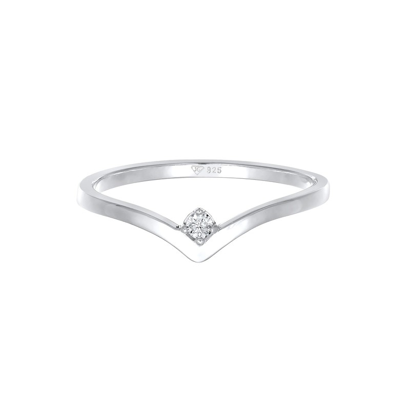 Elli Women's Ring Stacked V Shape with Diamond (0.035 ct.)
