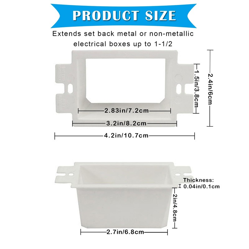 SLK-1 (1-Gang) Electrical Outlet Box Extenders with 12Pcs Screws, Electrical