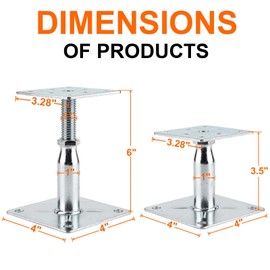 YEUQWJ 4 Pack Adjustable Support Jack for The Floor,Deck Foundation,Post Floor Joist Jacks,RV Step Stabilizer,Mini Screw Jack- Post 3.5" to 6"