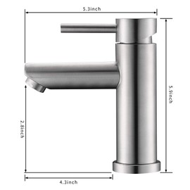 AMAZING FORCE Single Hole Bathroom Faucet Single Handle Bathroom Sink Faucet Brushed Nickel Stainless Steel Basin Mixer Tap - Sink Drain & Deck Plate Not Included 1.2 GPM