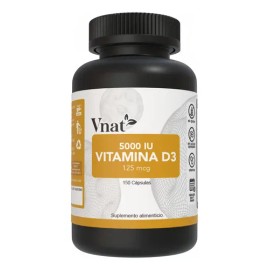 Vitamina D3 5000IU Vnat 150 Cápsulas Sabor Neutro Apoyo Óseo E Inmunológico
