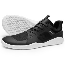 AIRHAS - Zapatos descalzos para hombre, sin gota, para entrenamiento, minimalistas, para gimnasio, para hombre, peso muerto, tenis de entrenamiento cruzado, Negro/Blanco, 32 cm