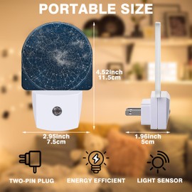 FOISIIAEA Night Lights Plug into Wall Star Map with Constellations Night Light Dusk to Dawn Smart Sensor Decorative Round Led Lamp for Bedroom Kitchen Hallway Nightlight for Women Men