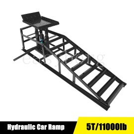 BLVD 1pc 5T/11000lb Hydraulic Car Ramps Hydraulic Vertical Ramps Low Profile Black