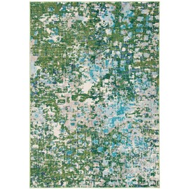 SAFAVIEH Madison Collection MAD425Y Boho Abstract Distressed Non-Shedding Living Room Bedroom Accent Area Rug, 3' x 5', Green / Turquoise