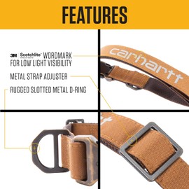 Carhartt Field - Collar para Perro, Totalmente Ajustable, Tela Duradera de 600 Denier con Marca Reflectante para Visibilidad, Seabrook, L