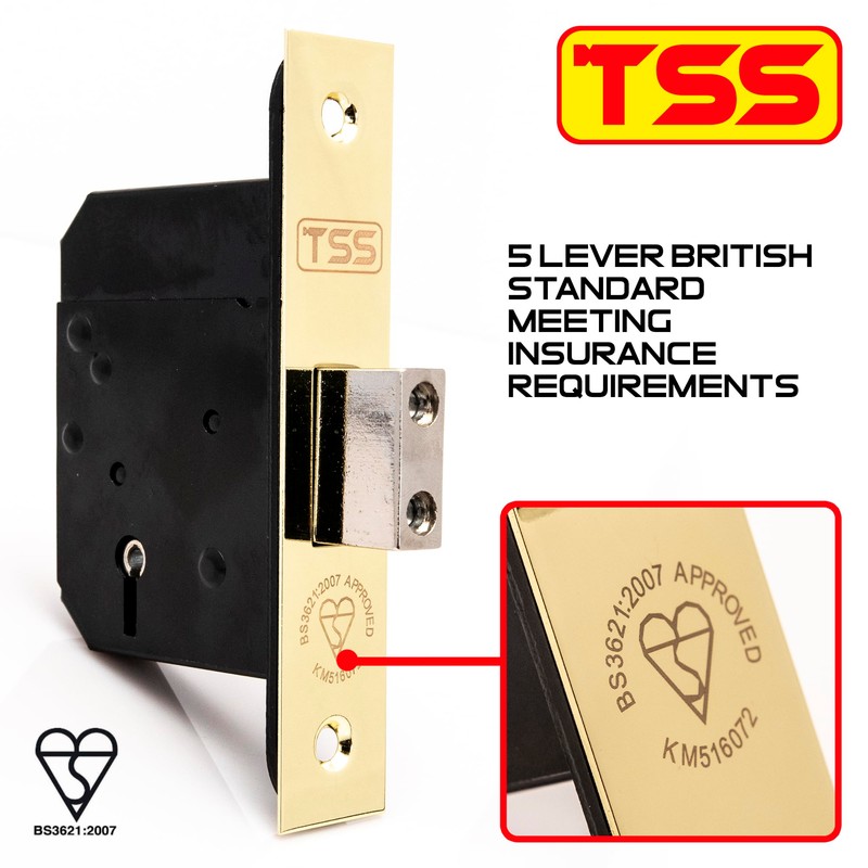 TSS High Security 5 Lever British Standard Mortice Deadlock with