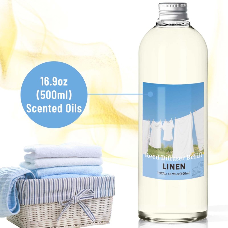STRN Reed Diffuser Refill, Linen Scent Diffuser 500ml Long-Lasting Summer
