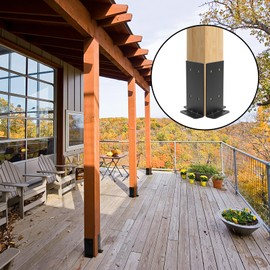 4‘’X4‘’ Post Anchor Base 4 Set,Adjustable Post Base Brackets for 4x4,6x6,8x8 Post,Heavy Duty Powder Coated Post Support Bracket for Pergola Railing Mailbox Deck