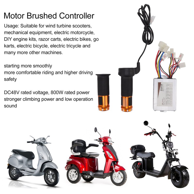 48V 800W Brushed Motor Controller with Yellow Grips Set Heat