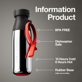 CHAKO LAB Insulated Stainless Steel Water Bottle with Two Strap | BPA-Free Leak Proof | 17oz Bottle with Spout Lid & Straw | Dark Chocolate Cocoa