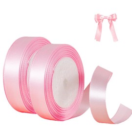Ceihwa 2 Rolls of Gift Ribbon Satin Ribbon Pink 20 mm x 22 m Silk Ribbons for Crafts Ribbon Satin Ribbons Wide Decorative Ribbon Fabric Ribbon Ribbon for Wedding Decoration, Crafts, Packaging