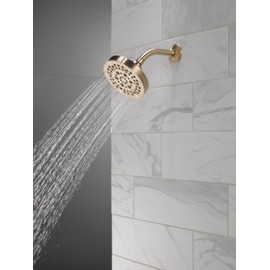 Delta 5-Setting Champagne Bronze Shower Head with High Pressure Spray, 6 Inch Round Shower Head, Showerheads, 1.75 GPM Flow Rate, Champagne Bronze 52535-CZ