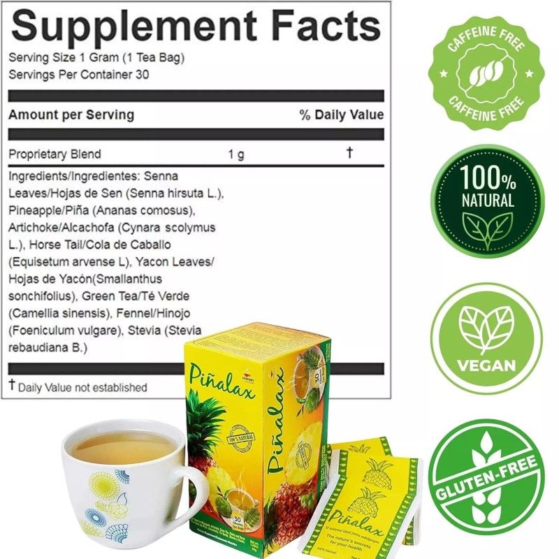 Hanan Piñalax 120 Teabags -for Digestive Support & Diet Pineapple