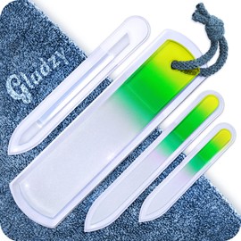 Juego de Limas de Cristal Checo para Uñas - Lima de Callos, Empujador de Cutículas de Precisión, Doble Superficie de Granos Diferentes, Manicura y Pedicura, Cuidado de las Uñas y Nail Art Profesional