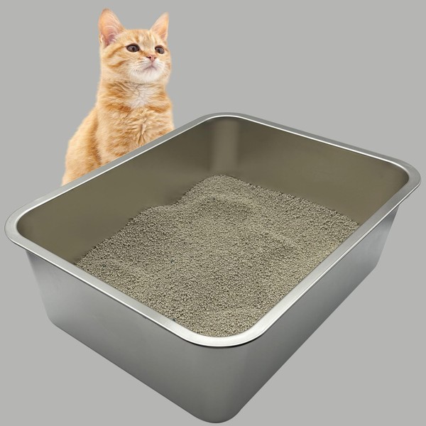 Stainless Steel Litter Box, 17.7" X 13.8" X 5.9" Metal