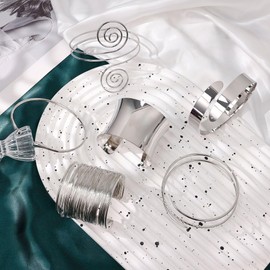 REVOLIA 6Pcs Arm Cuff Upper Arm Band Chunky Gold Cuff Bracelets for Women Adjustable Upper Arm Bracelet Minimalist Coil Bangle Open Wide Warp Bracelets Set Style B-Silver