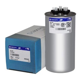 50/12.5 MFD x 440 VAC Round Dual Capacitor Replaces # CPT-0657 / CPT00657