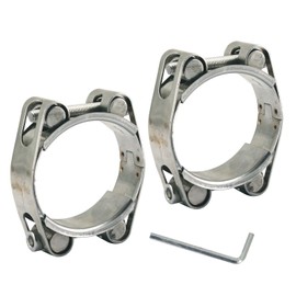 40-50mm Heavy Duty T Bolt Hose Clamp 304 Stainless Steel Double Head Double Layer Hose Pipe Clamp Tube Clamps Band Width 20mm(2 Pieces with Wrench)