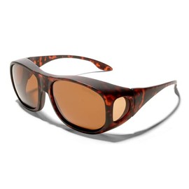 ShadyVEU Oversized Cover Up Round Polarized Anti-Glare Fit Over Glasses Wraparounds Mens Womens Sunglasses (Matte Tortoise Frame/Brown Lens)
