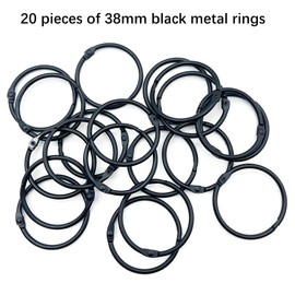 duoyif Metal Rings for Opening, 38 mm, Pack of 20 Hanging Rings, Round Carabiner, Card Ring, Binder Rings, Round Rings for Bookbinding Rings, Book Rings, Curtain Rings, Key Ring, Curtain Rings (Black