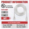 Clear Extension Cord - 15 FT Male to Female Invisible