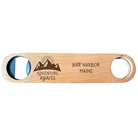 Bar Harbor Maine Laser Engraved Wooden Bottle Opener Adventure Awaits Design