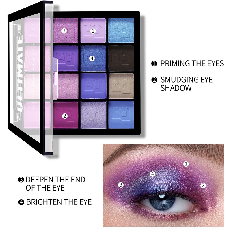 Boobeen 16 Colors Eyeshadow Palette Makeup, Matte & Glitter Eyeshadow,