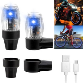 YUERWOVER 2 Pack Tire Lights for Car LED Colorful Wheel Light Valve Stem Cap Flash Light for Truck Motorcycle Bike Waterproof Rechargeable Tyre Spoke Lamp Glow in The Dark Reflector Accessories(Blue)