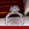 Sdouefos S925 Silver Women's Wedding Engagement Ring Hollow Flower Stars