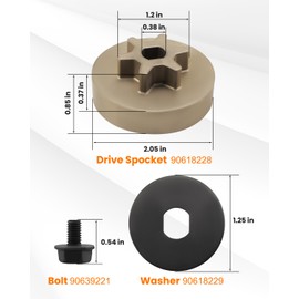 Chainsaw Drive Sprocket 90618228 Fit for Dewalt Chainsaws DCCS620B DCCS620P1 DCCS670B DCCS670X1 DCCS690B DCCS690H1 DCCS690M1, with Washer 90618229 Bolt 90639221