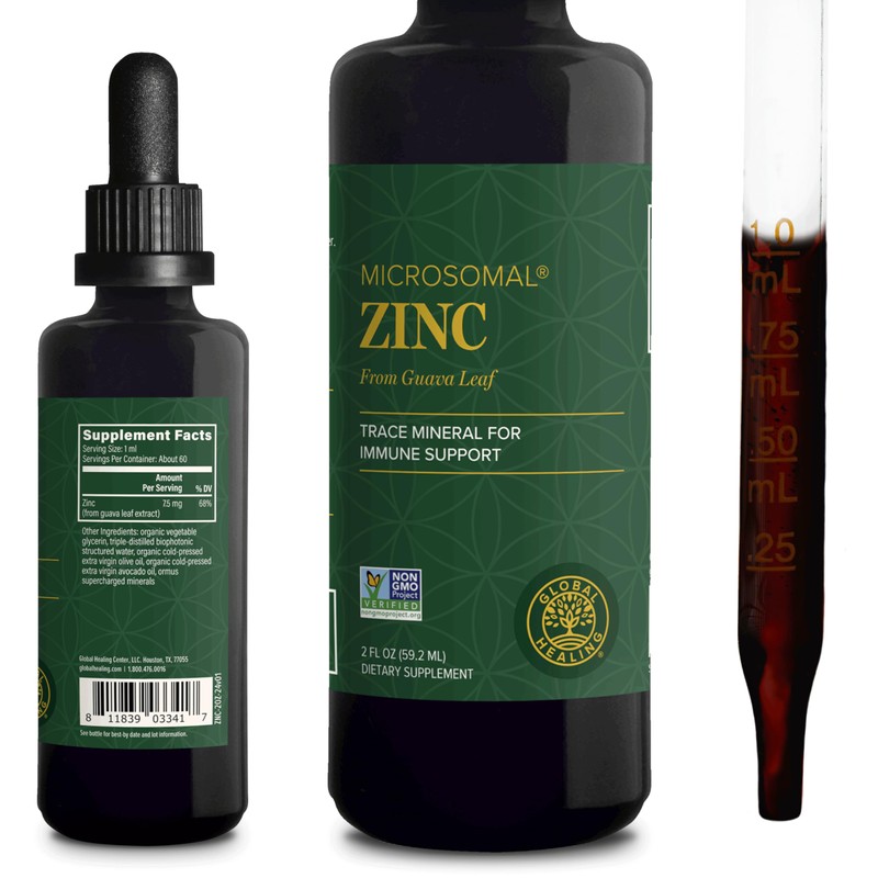 Global Healing Zinc - Gotas de suplemento líquido