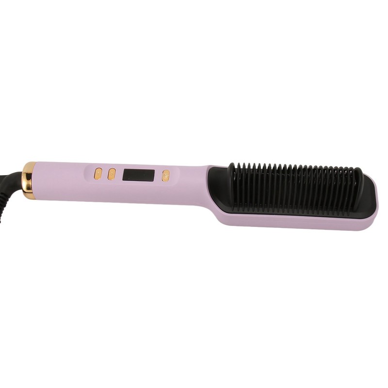 Negative Ion Hair Straightener Brush LCD Display Dual Use Heated