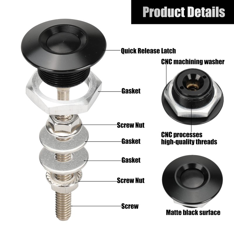 4 Pack Universal Bumper Quick Release Latch, Push Button Car