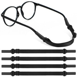 oruola 6pcs Glasses Holder for Kids,Stretchy Fabric No Tail Glasses Neck Lanyard Cord, Adjustable Sports Sunglasses & Eyeglasses Holder Rope Eyewear Retainer Strap for Women Men (Black)