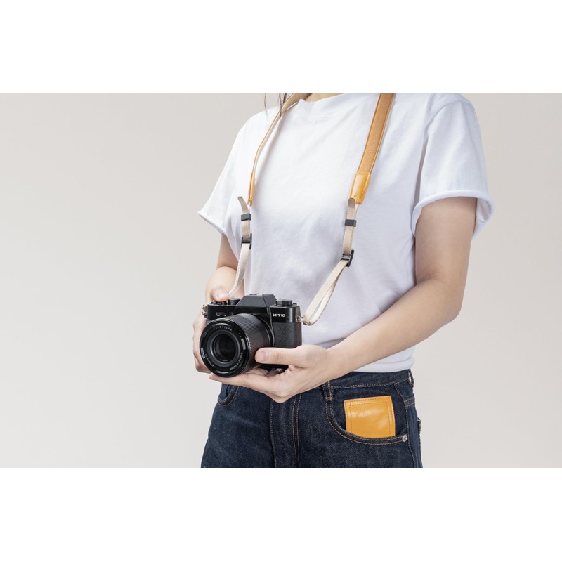 TTArtisan Leather Style Drawstring Lens Bag - Beige with Brown