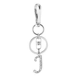 Rohans Womens Silver Plated Alloy Car Key Ring with Crystal Rhinestone Alphabet Initial Letter Keychain (J)