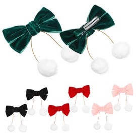 TOVINANNA 4pairs Velvet Hair Bows for Girls Secure Cute Hair Clips Furry for Christmas and Everyday Wear Adorable Accessories for Toddlers and Young Girls