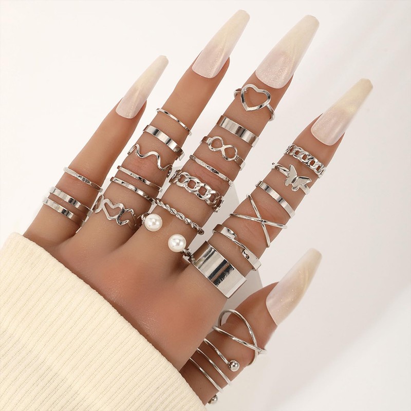 PNYFIL 99 Pcs Silver Plated Jewelry Set for Women -