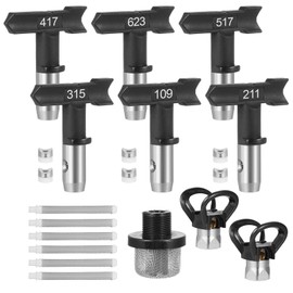 Mulcort 15-Piece Airless Paint Sprayer Tips Set: 6 Reversible Nozzles, 6 Filters, 1 Inlet Strainer, 2 Nozzle Guards