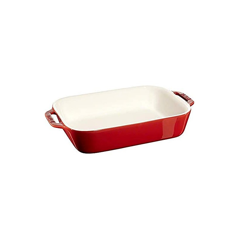 Staub Ceramic Rectangular Baking Dish 10.5 x 7.5-inch Cherry Red