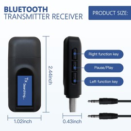 Upgraded Bluetooth 5.0 Transmitter Receiver 4 in 1 Wireless Audio 3.5mm USB Aux Adapter New