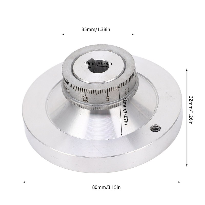 Lathe Handwheel 80mm Aluminum Alloy Hand Wheel with Crank Handle