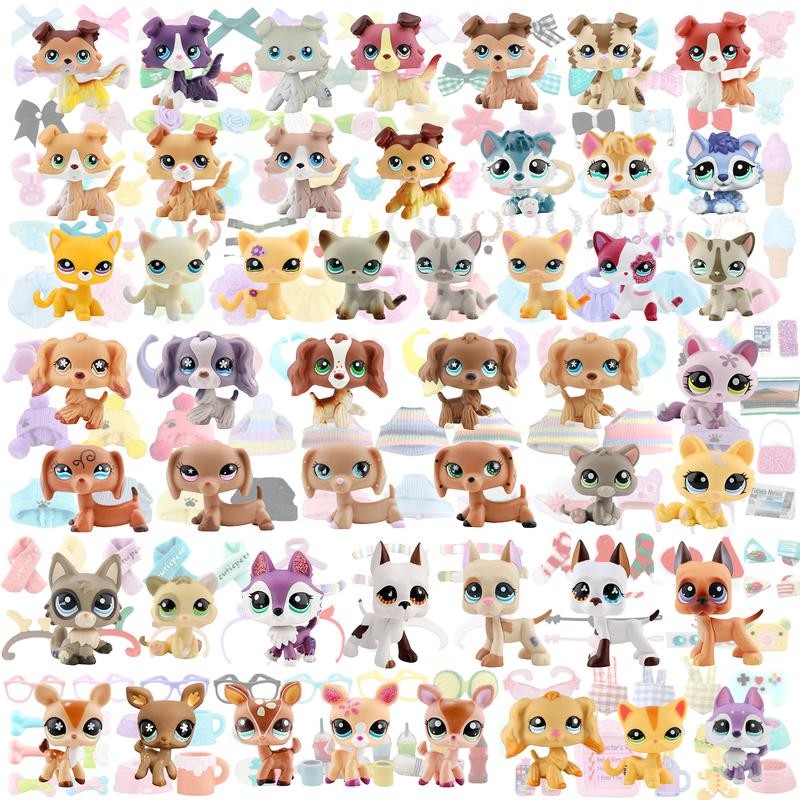 Miniature Cat and Dog Puppy Kitten Fox Figures Pet compitable