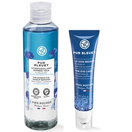 Yves Rocher Set PUR BLEUET Cuidado suave de ojos: Maxi Desmaquillante Bifásico Exprés para ojos (200 ml) + Contorno de ojos antifatiga (15 ml)